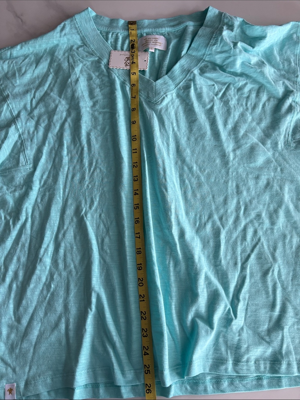 Simply Southern Light Aqua V-Neck Tee
